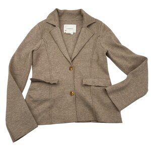 Anthropologie Tan Blazer Jacket XS Viscose Nylon Blend Womens Long Sleeve Button